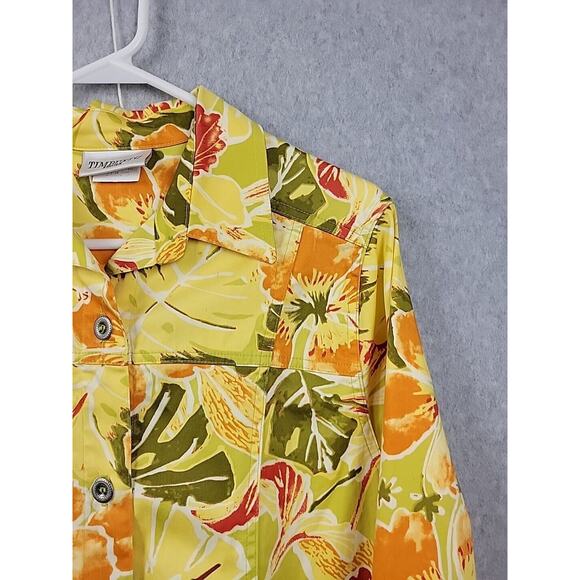 Timbuktu Station Yellow Floral LS Button Up Shacket Women's Missy 2 Small - Picture 4 of 12
